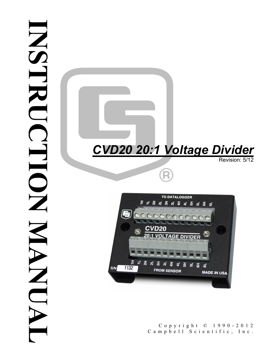 Campbell Scientific CVD20 20:1 Voltage Divider User Manual | 12 pages