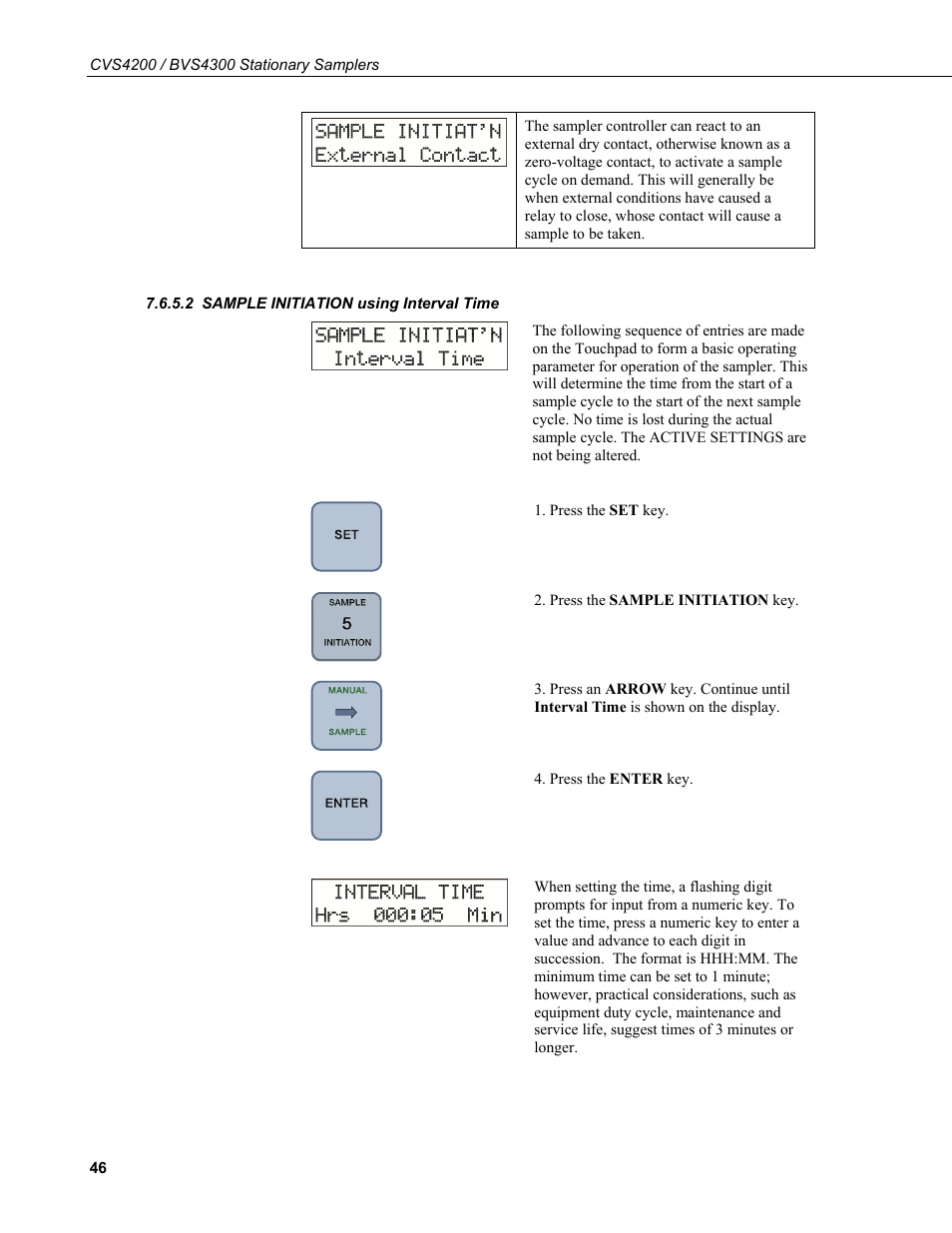 2 sample initiation using interval time, Sample initiation using interval time | Campbell Scientific CVS4200 / BVS4300 Stationary Samplers User Manual | Page 54 / 92