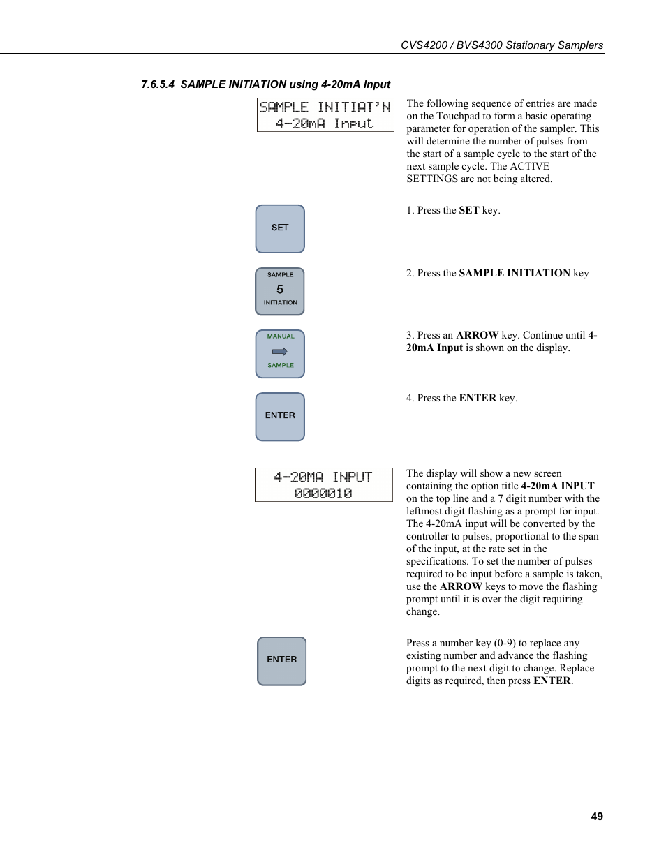 4 sample initiation using 4-20ma input, Sample initiation using 4-20ma input | Campbell Scientific CVS4200 / BVS4300 Stationary Samplers User Manual | Page 57 / 92