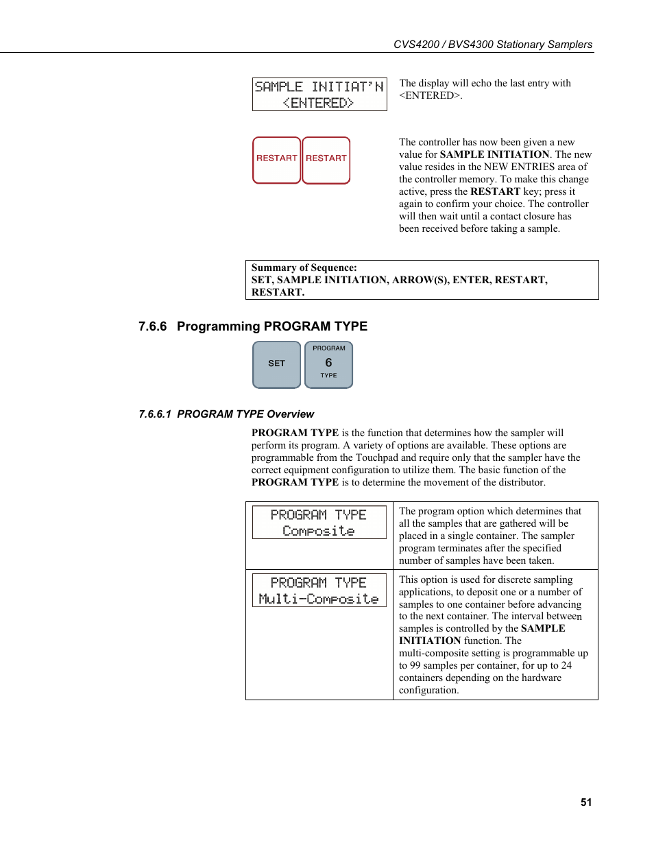 6 programming program type, 1 program type overview, Programming program type | Program type overview | Campbell Scientific CVS4200 / BVS4300 Stationary Samplers User Manual | Page 59 / 92