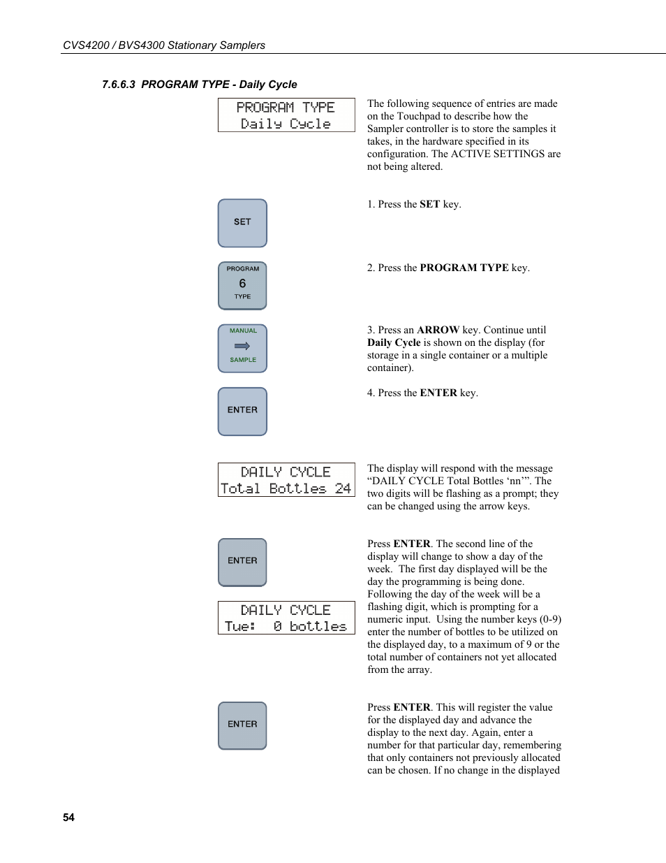 3 program type daily cycle, Program type - daily cycle | Campbell Scientific CVS4200 / BVS4300 Stationary Samplers User Manual | Page 62 / 92