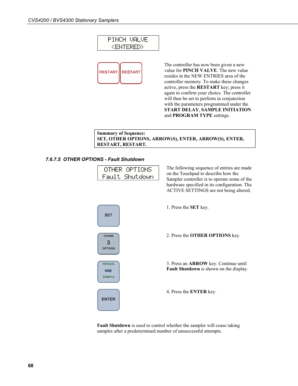 5 other options fault shutdown, Other options - fault shutdown | Campbell Scientific CVS4200 / BVS4300 Stationary Samplers User Manual | Page 76 / 92