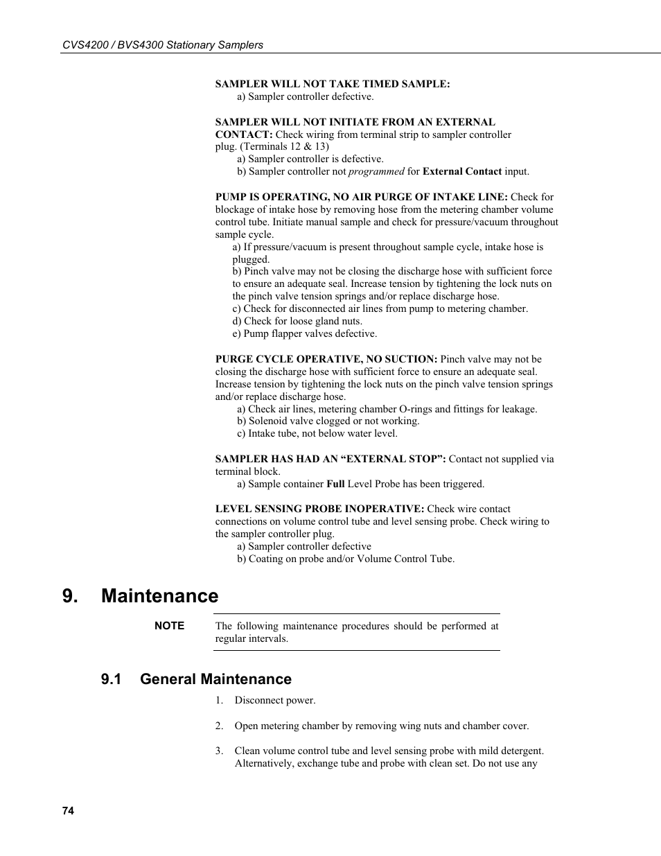 Maintenance, 1 general maintenance, General maintenance | Campbell Scientific CVS4200 / BVS4300 Stationary Samplers User Manual | Page 82 / 92