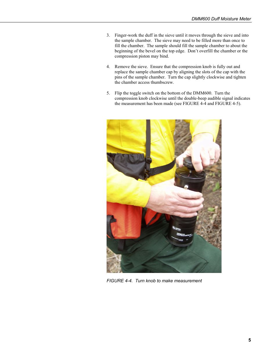 4. turn knob to make measurement | Campbell Scientific DMM600 Duff Moisture Meter User Manual | Page 11 / 26