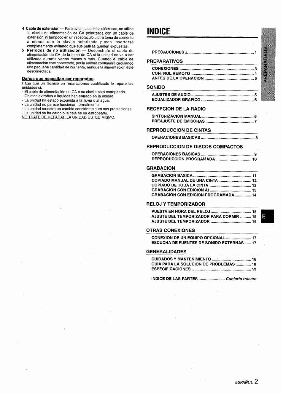 Indice | Aiwa CX-NA22 User Manual | Page 23 / 64