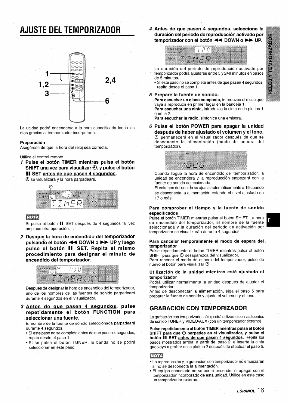 Ajuste del temporizador, Preparación | Aiwa CX-NA22 User Manual | Page 37 / 64