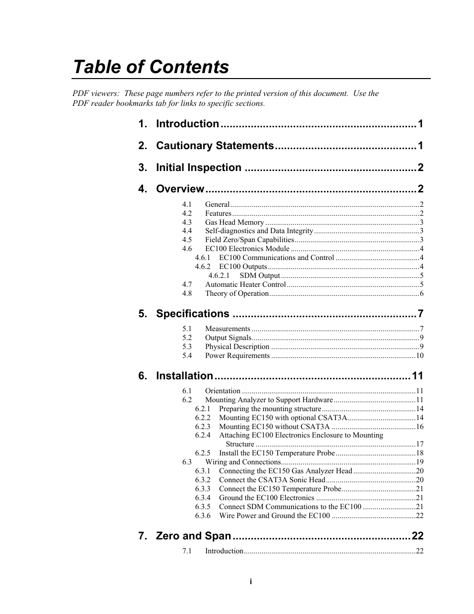 Campbell Scientific EC150 CO2 and H2O Open-Path Gas Analyzer and EC100 Electronics with Optional CSAT3A 3D Sonic Anemometer User Manual | Page 7 / 86