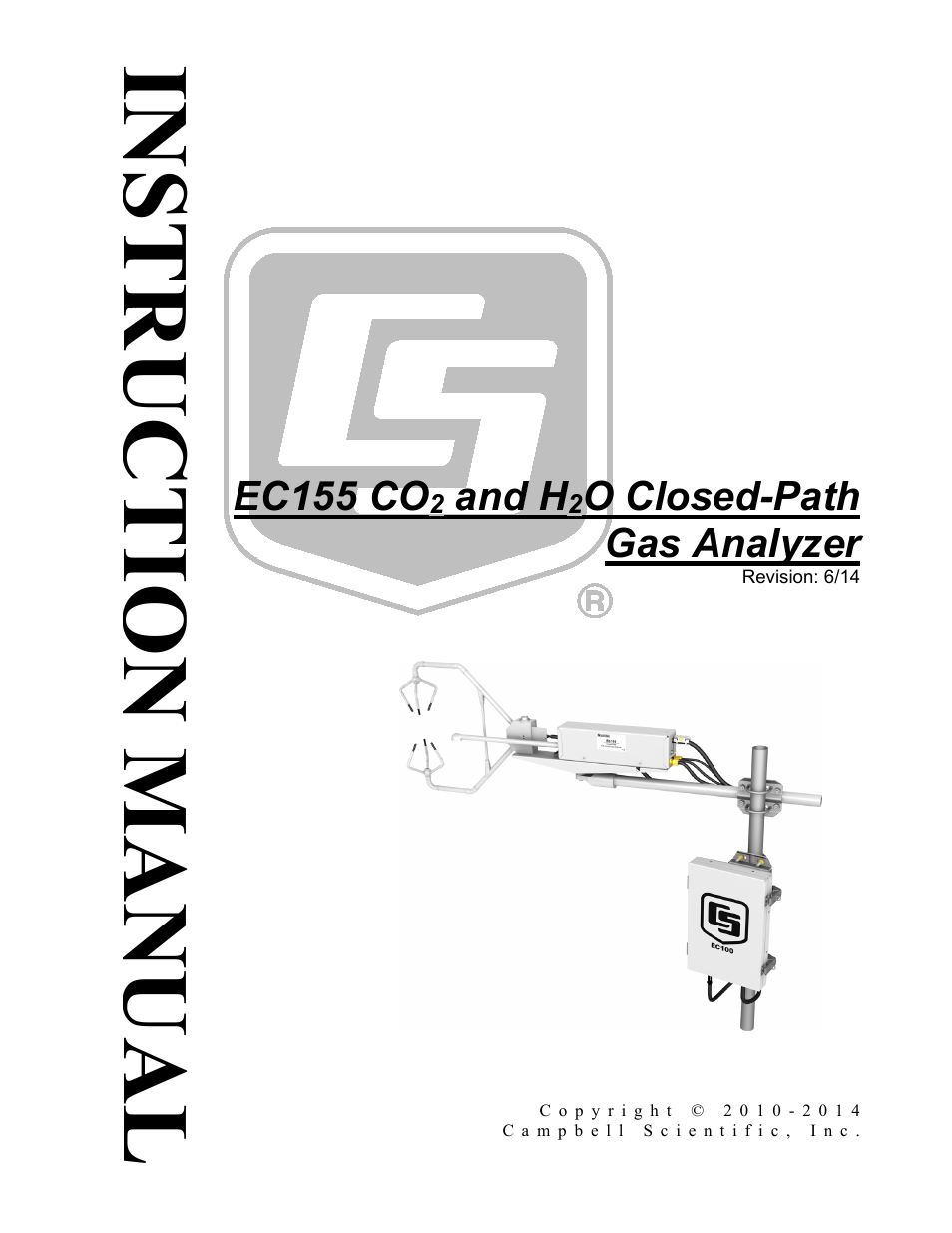 Campbell Scientific EC155 CO2 and H2O Closed-Path Gas Analyzer and EC100 Electronics with Optional CSAT3A 3D Sonic Anemometer User Manual | 70 pages