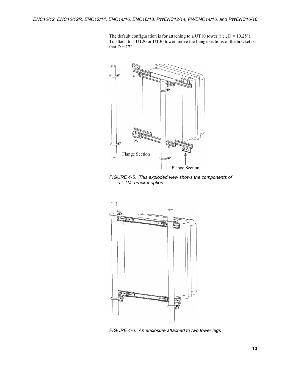 Option, 6. an enclosure attached to two tower legs, Figure 4-5, a | Figure 4-6) | Campbell Scientific ENC10/12, ENC12/14, ENC14/16, ENC16/18 Enclosures User Manual | Page 19 / 48