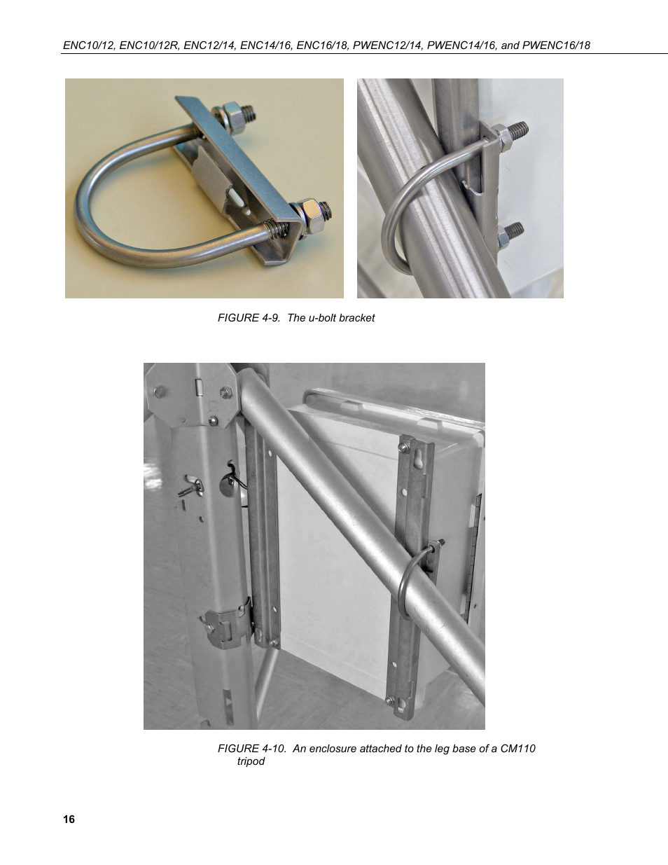 9. the, U-bolt, Bracket | Figure 4-10, Figure, See figure 4-9 and figure 4-10) | Campbell Scientific ENC10/12, ENC12/14, ENC14/16, ENC16/18 Enclosures User Manual | Page 22 / 48