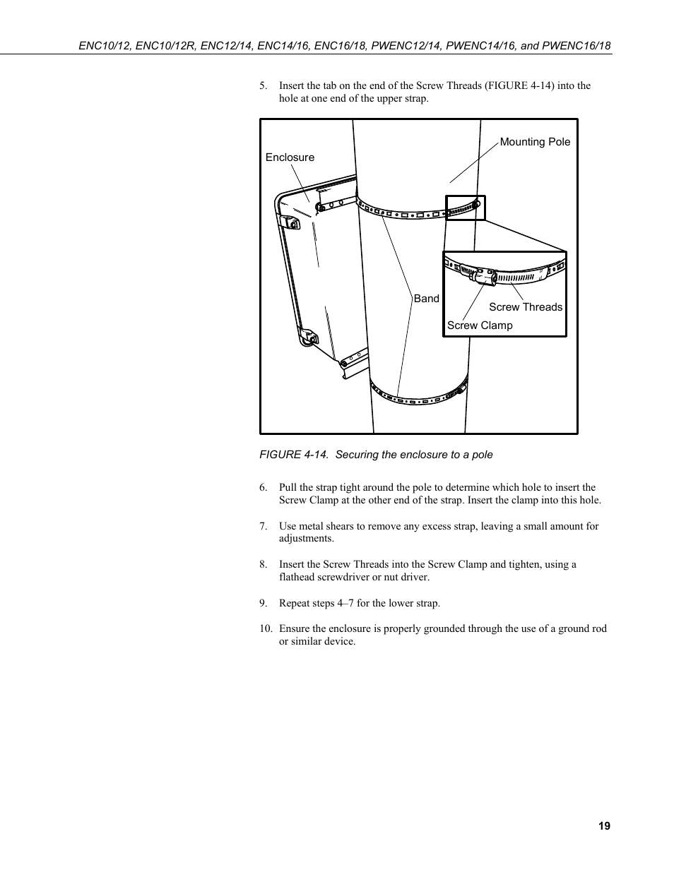 14. securing the enclosure to a pole | Campbell Scientific ENC10/12, ENC12/14, ENC14/16, ENC16/18 Enclosures User Manual | Page 25 / 48