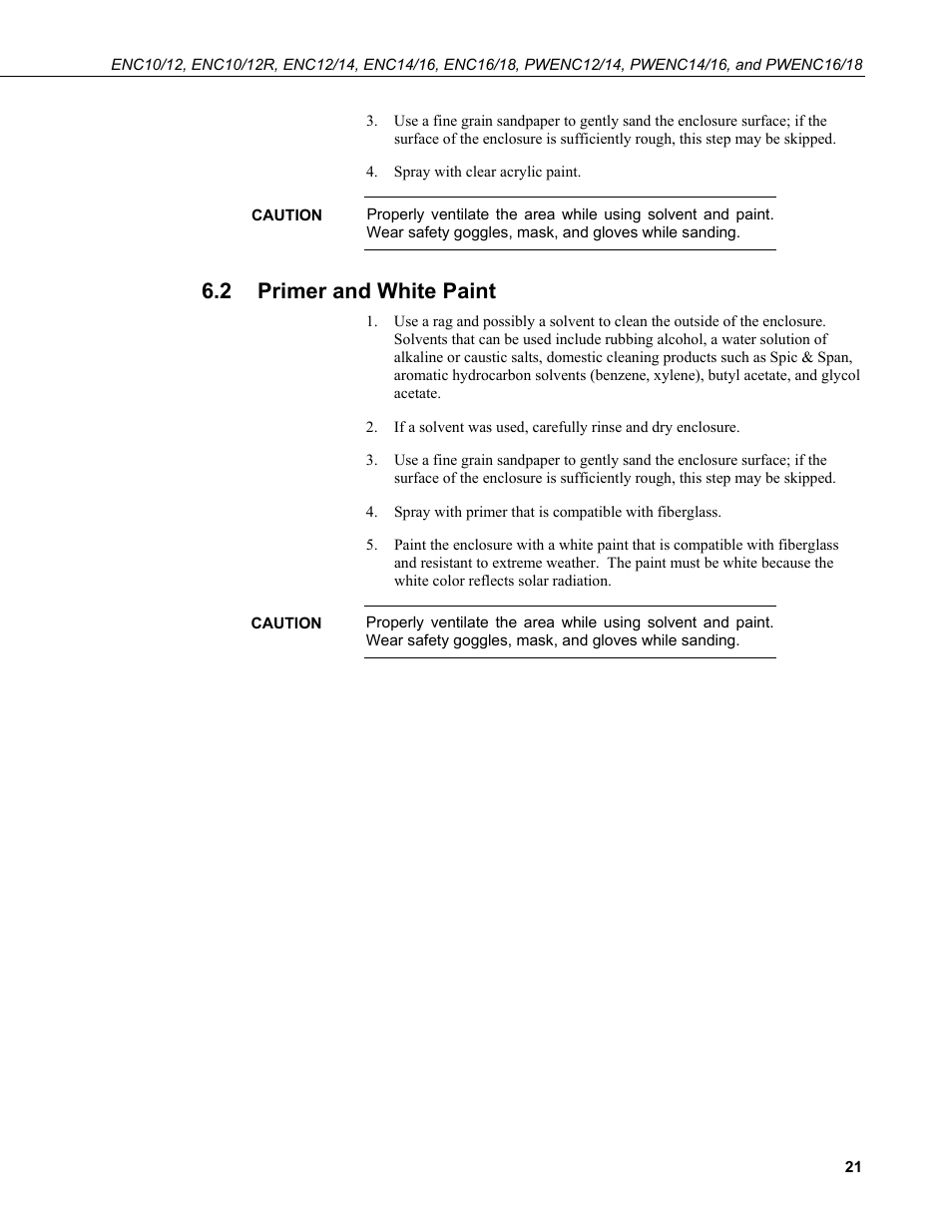 2 primer and white paint, Primer and white paint | Campbell Scientific ENC10/12, ENC12/14, ENC14/16, ENC16/18 Enclosures User Manual | Page 27 / 48