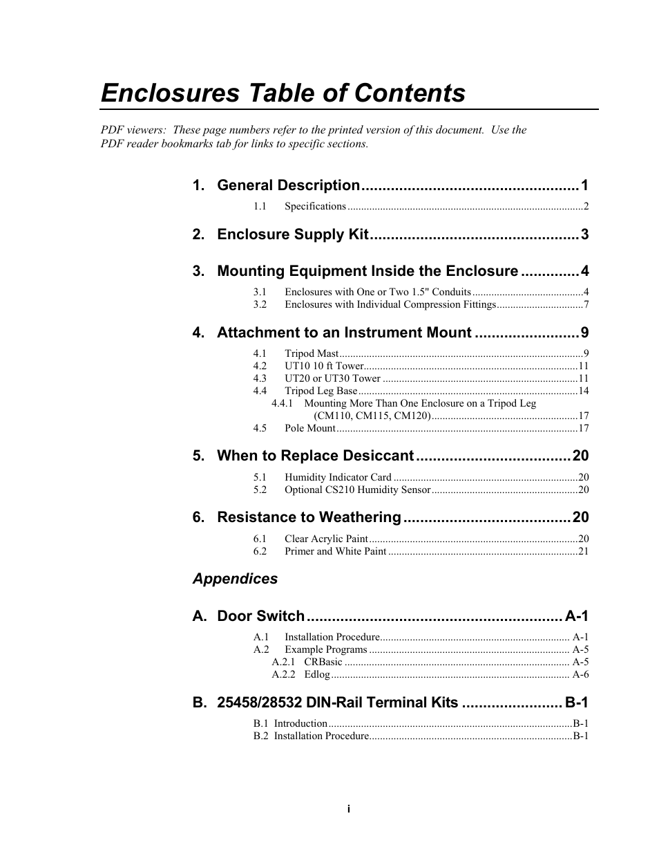 Campbell Scientific ENC10/12, ENC12/14, ENC14/16, ENC16/18 Enclosures User Manual | Page 5 / 48