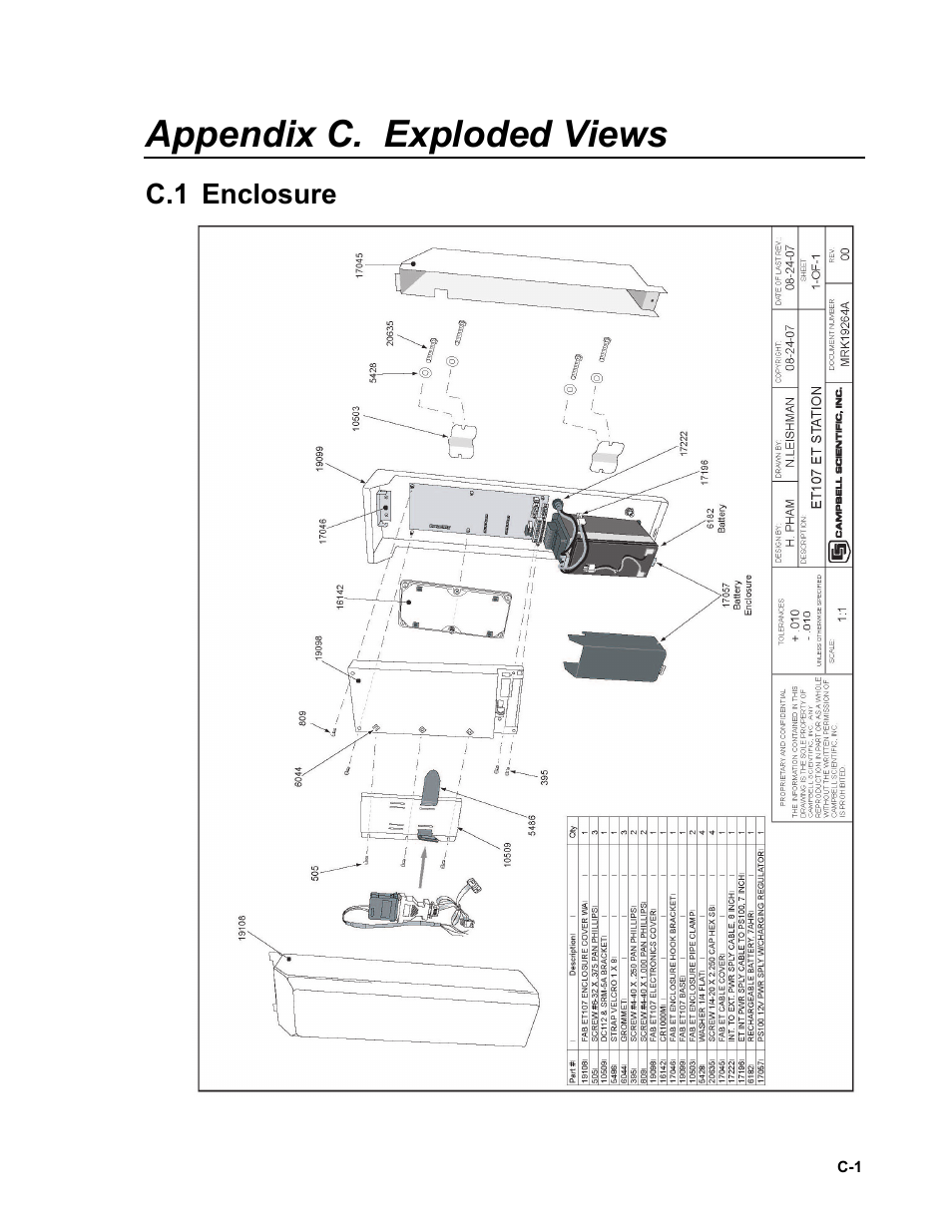 Appendix c. exploded views, C.1 enclosure | Campbell Scientific ET107 Evapotranspiration Monitoring Station User Manual | Page 103 / 114