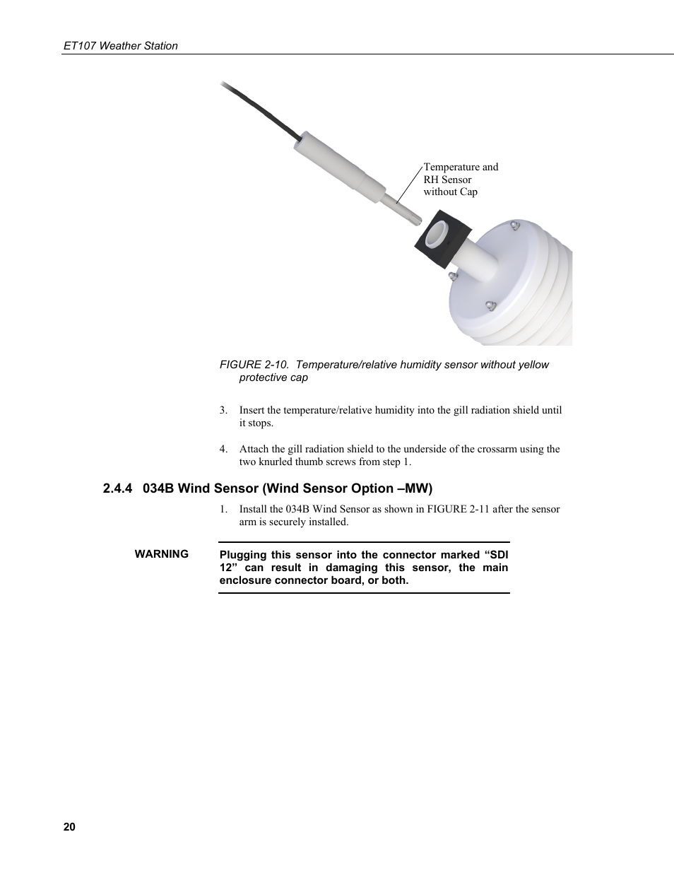 4 034b wind sensor (wind sensor option –mw), 034b wind sensor (wind sensor option –mw) | Campbell Scientific ET107 Evapotranspiration Monitoring Station User Manual | Page 30 / 114