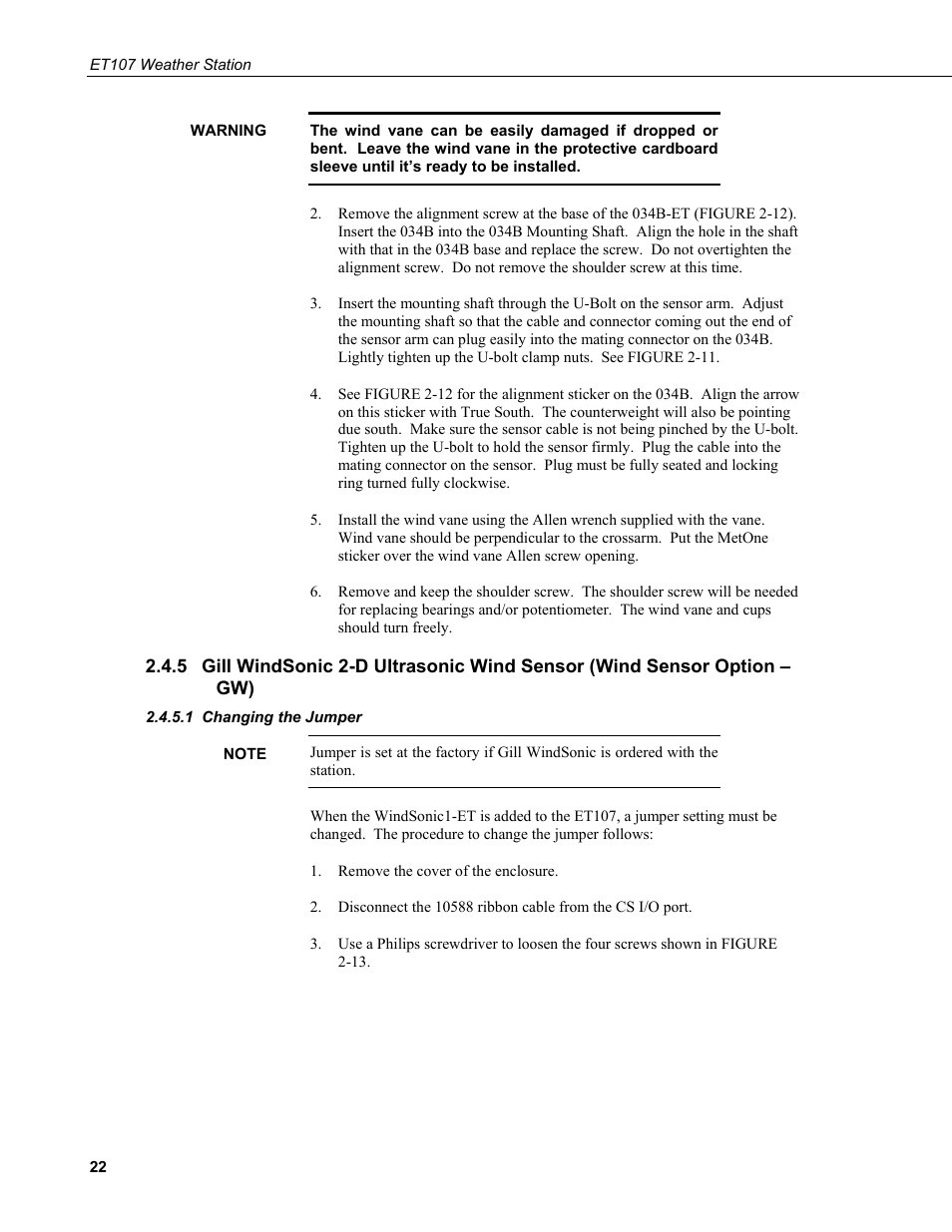 1 changing the jumper, Option –gw), Changing the jumper | Campbell Scientific ET107 Evapotranspiration Monitoring Station User Manual | Page 32 / 114