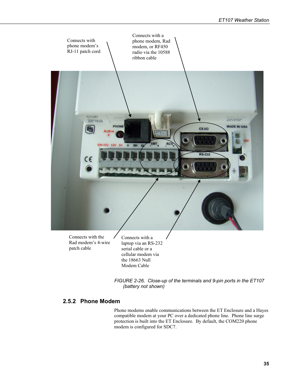 2 phone modem, Phone modem, Shown) | Campbell Scientific ET107 Evapotranspiration Monitoring Station User Manual | Page 45 / 114