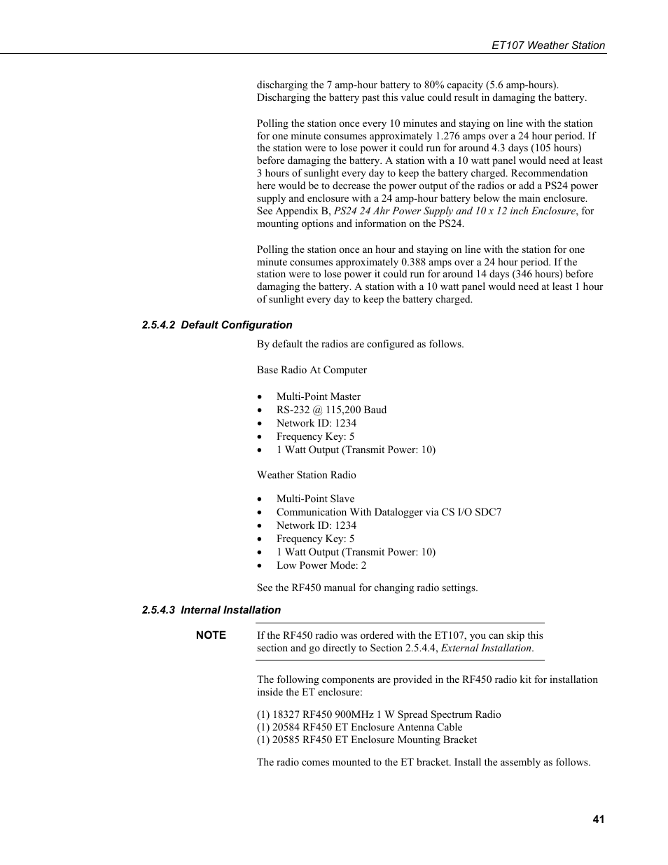 2 default configuration, 3 internal installation, Default configuration | Internal installation | Campbell Scientific ET107 Evapotranspiration Monitoring Station User Manual | Page 51 / 114