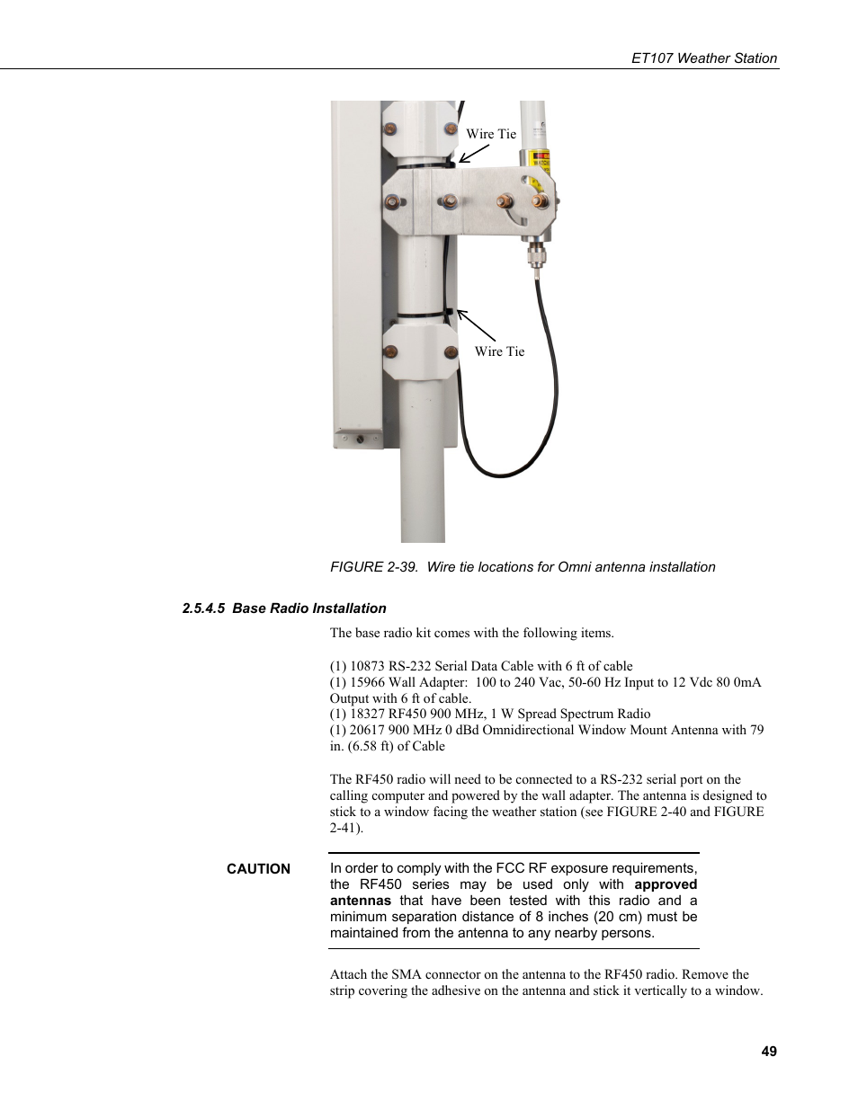 5 base radio installation, Base radio installation | Campbell Scientific ET107 Evapotranspiration Monitoring Station User Manual | Page 59 / 114