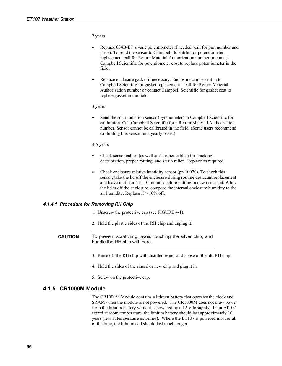 1 procedure for removing rh chip, 5 cr1000m module, Procedure for removing rh chip | Cr1000m module | Campbell Scientific ET107 Evapotranspiration Monitoring Station User Manual | Page 76 / 114