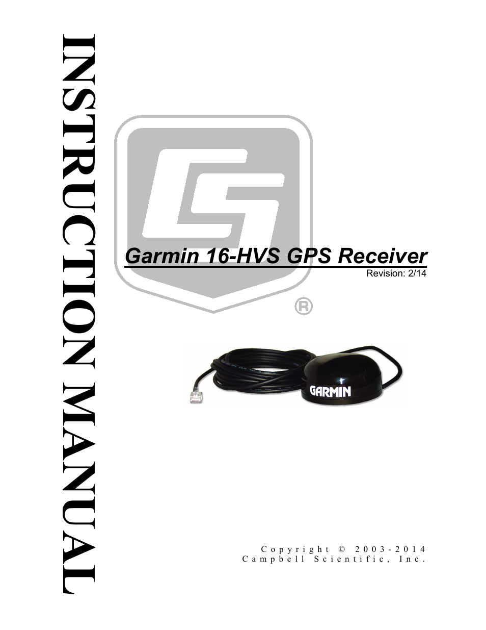 Campbell Scientific GPS16-HVS Garmin GPS Receiver User Manual | 32 pages