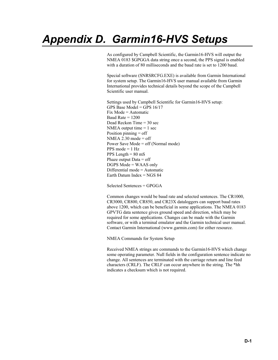 Appendix d. garmin16-hvs setups | Campbell Scientific GPS16-HVS Garmin GPS Receiver User Manual | Page 27 / 32