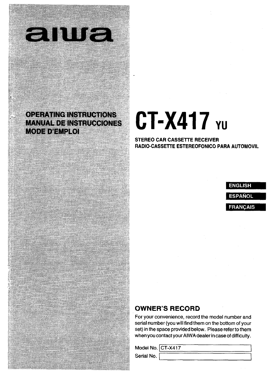 Aiwa CT-X417 User Manual | 48 pages