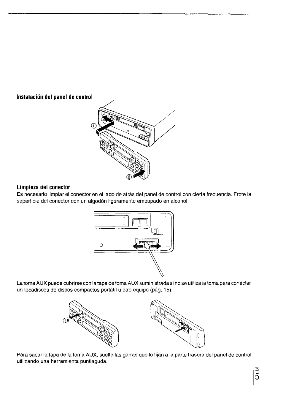 Instalación del panel de control, Limpieza del conectar | Aiwa CT-X417 User Manual | Page 21 / 48