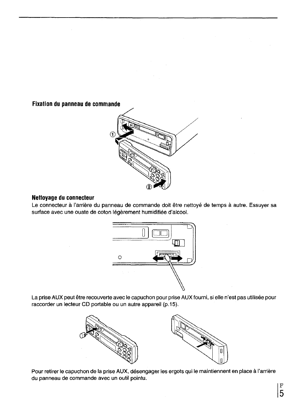 Fixation du panneau de commande, Nettoyage du connecteur | Aiwa CT-X417 User Manual | Page 37 / 48