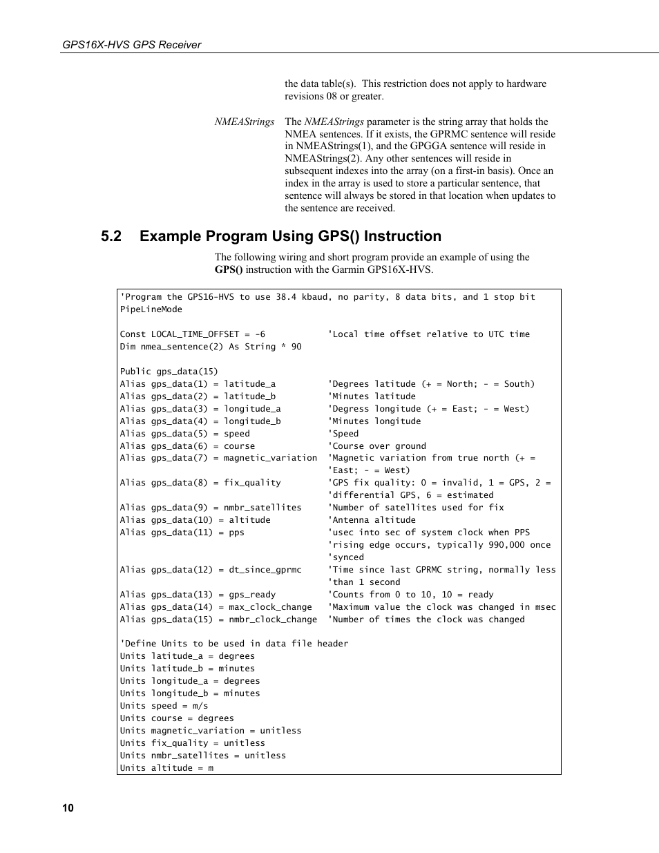 2 example program using gps() instruction, Example program using gps() instruction | Campbell Scientific GPS16X-HVS GPS Receiver User Manual | Page 16 / 38