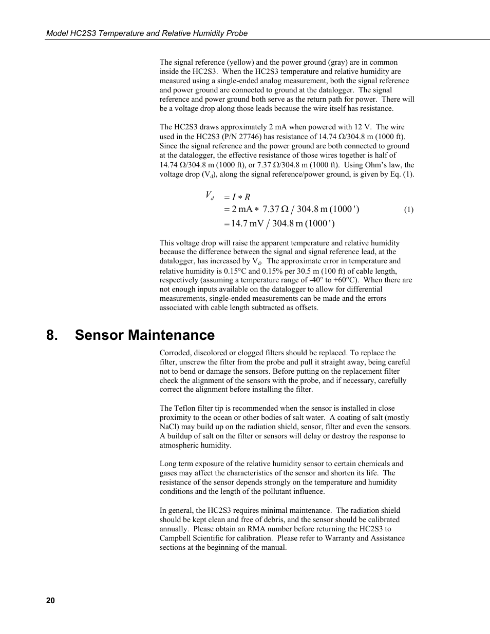 Sensor maintenance | Campbell Scientific HC2S3 Temperature and Relative Humidity Probe User Manual | Page 26 / 42