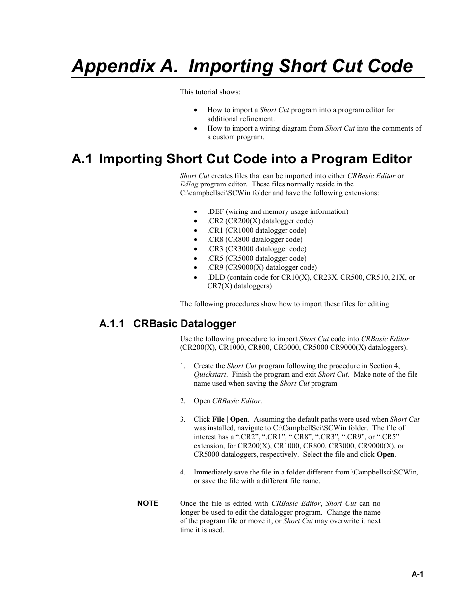 Appendix a. importing short cut code, A.1 importing short cut code into a program editor, A.1.1 crbasic datalogger | A.1.1 | Campbell Scientific HMP155A Temperature and Relative Humidity Probe User Manual | Page 27 / 48