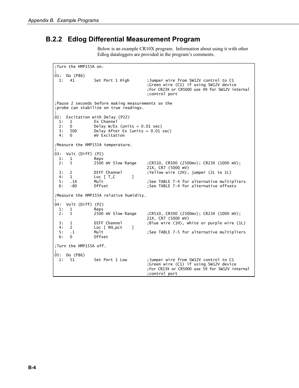 B.2.2 edlog differential measurement program, B.2.2 | Campbell Scientific HMP155A Temperature and Relative Humidity Probe User Manual | Page 32 / 48