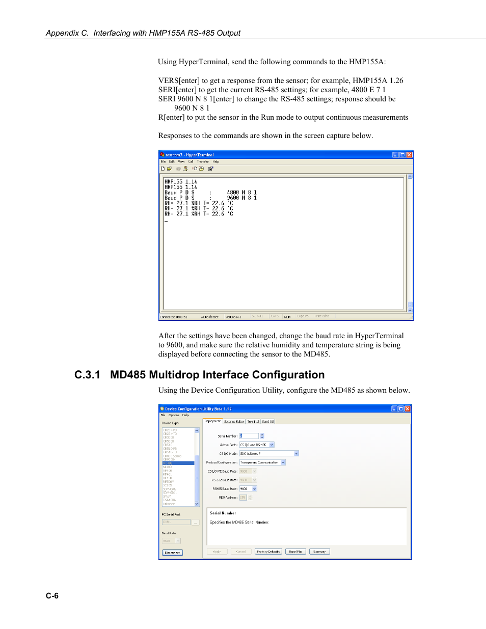 C.3.1 md485 multidrop interface configuration, C.3.1 | Campbell Scientific HMP155A Temperature and Relative Humidity Probe User Manual | Page 42 / 48