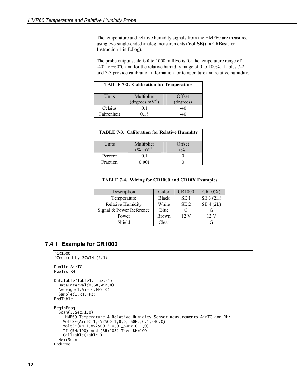 1 example for cr1000 | Campbell Scientific HMP60 Temperature and Relative Humidity Probe User Manual | Page 18 / 26