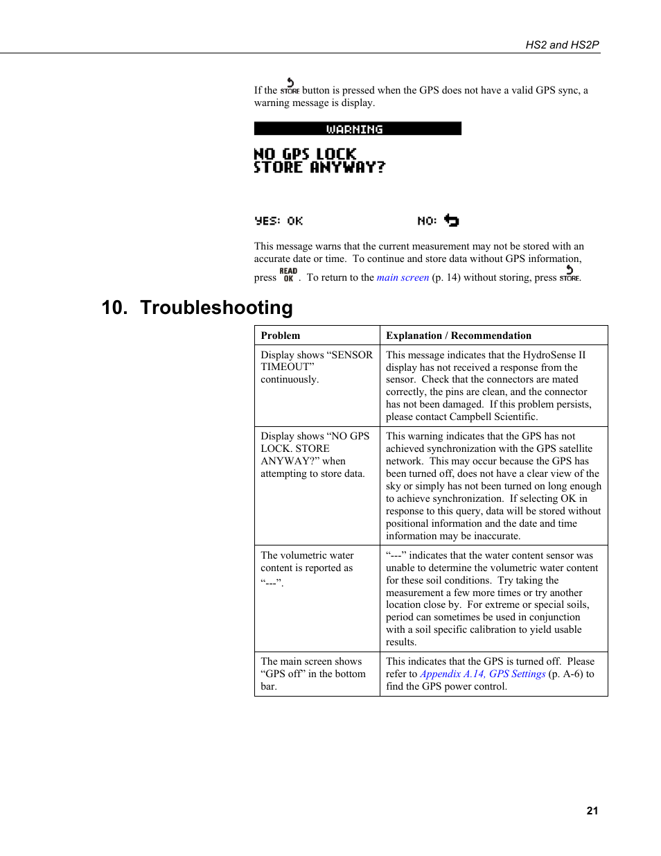 Troubleshooting | Campbell Scientific HS2 and HS2P (HydroSense II) User Manual | Page 29 / 46