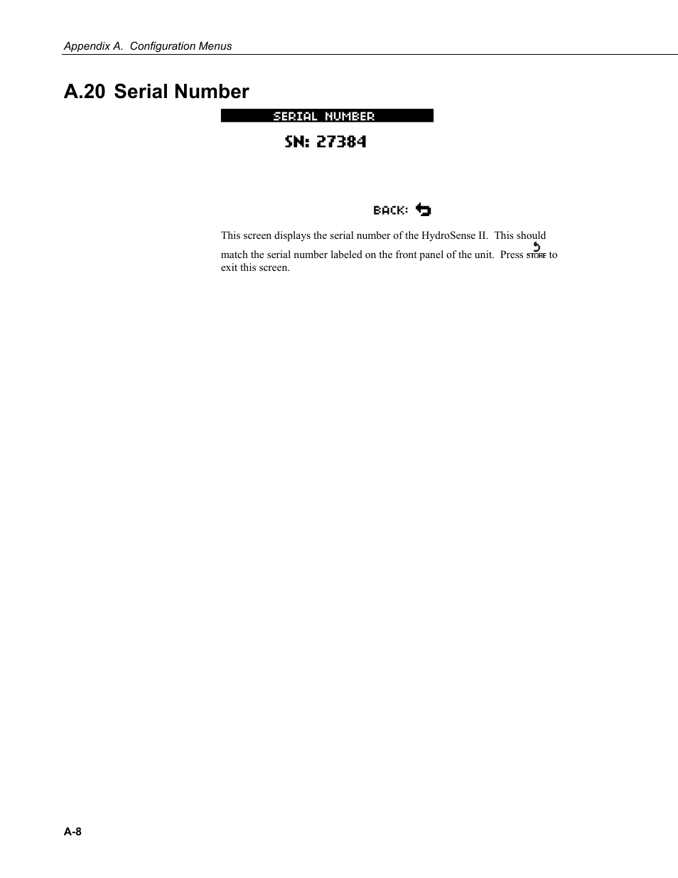 A.20 serial number, A.20 | Campbell Scientific HS2 and HS2P (HydroSense II) User Manual | Page 44 / 46