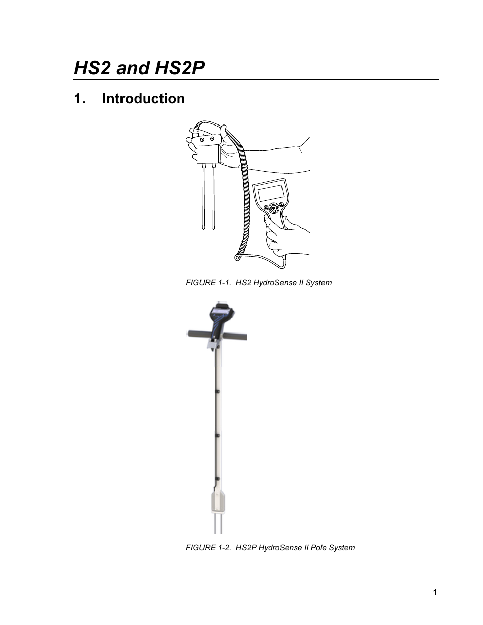 Introduction, 1. hs2 hydrosense ii system, 2. hs2p hydrosense ii pole system | Hs2 and hs2p | Campbell Scientific HS2 and HS2P (HydroSense II) User Manual | Page 9 / 46