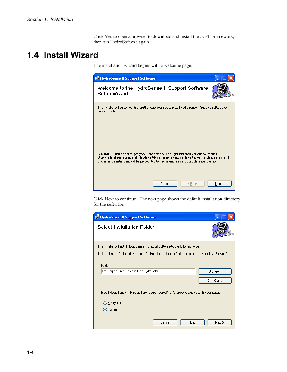 4 install wizard, 4 install, Wizard -4 | Campbell Scientific HydroSense II Support Software User Guide User Manual | Page 10 / 82