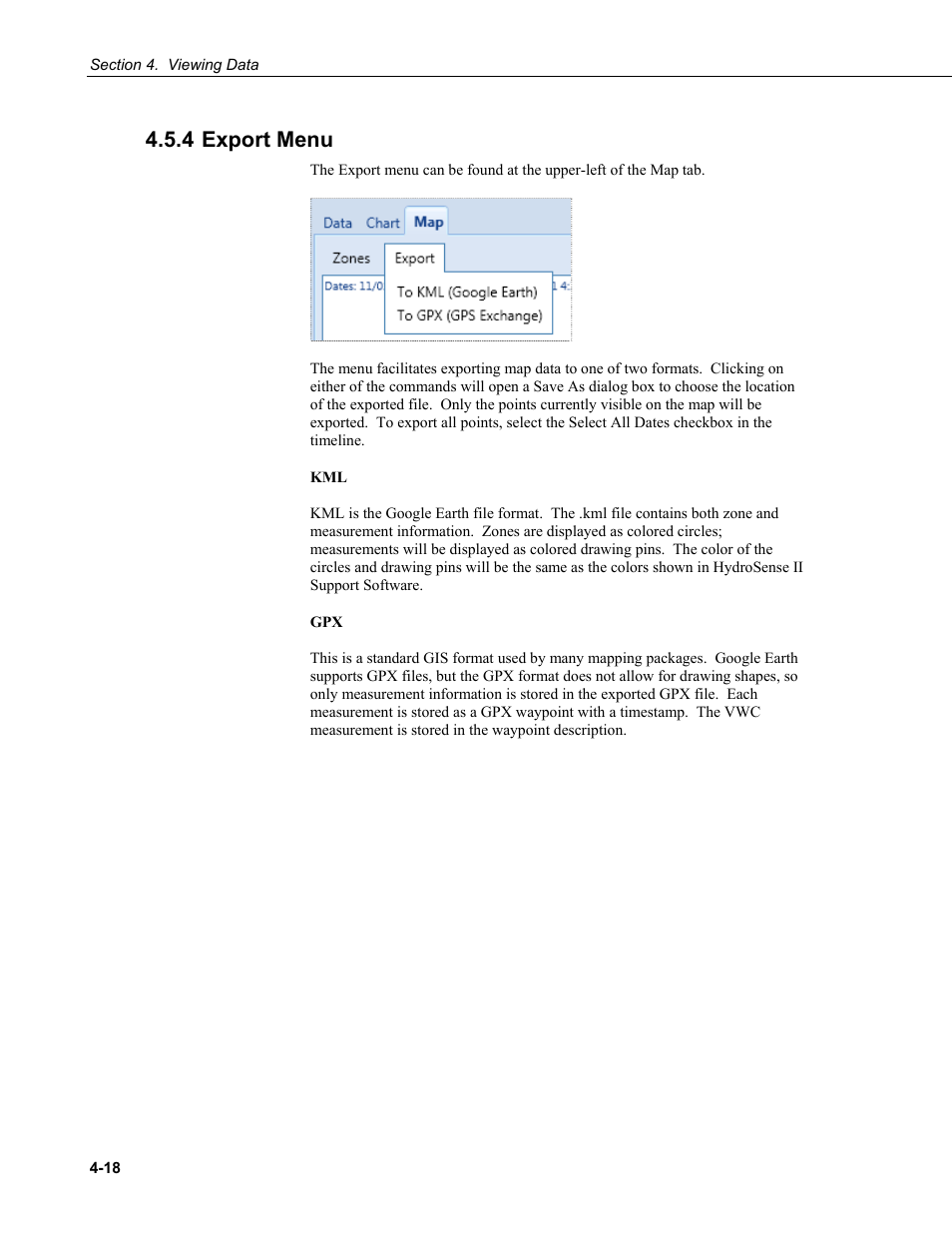 4 export menu, 4 export, Menu -18 | Campbell Scientific HydroSense II Support Software User Guide User Manual | Page 44 / 82