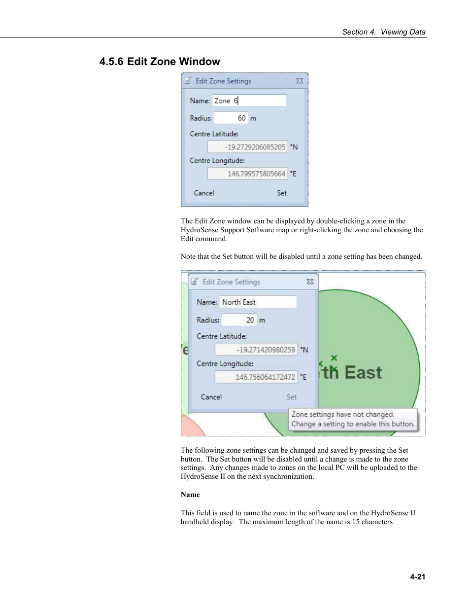 6 edit zone window, 6 edit, Zone | Window -21, Edit zone, Window | Campbell Scientific HydroSense II Support Software User Guide User Manual | Page 47 / 82