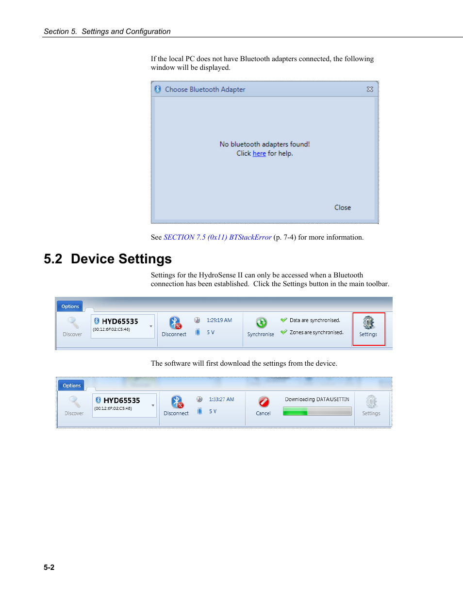 2 device settings, 2 device, Settings -2 | Campbell Scientific HydroSense II Support Software User Guide User Manual | Page 52 / 82