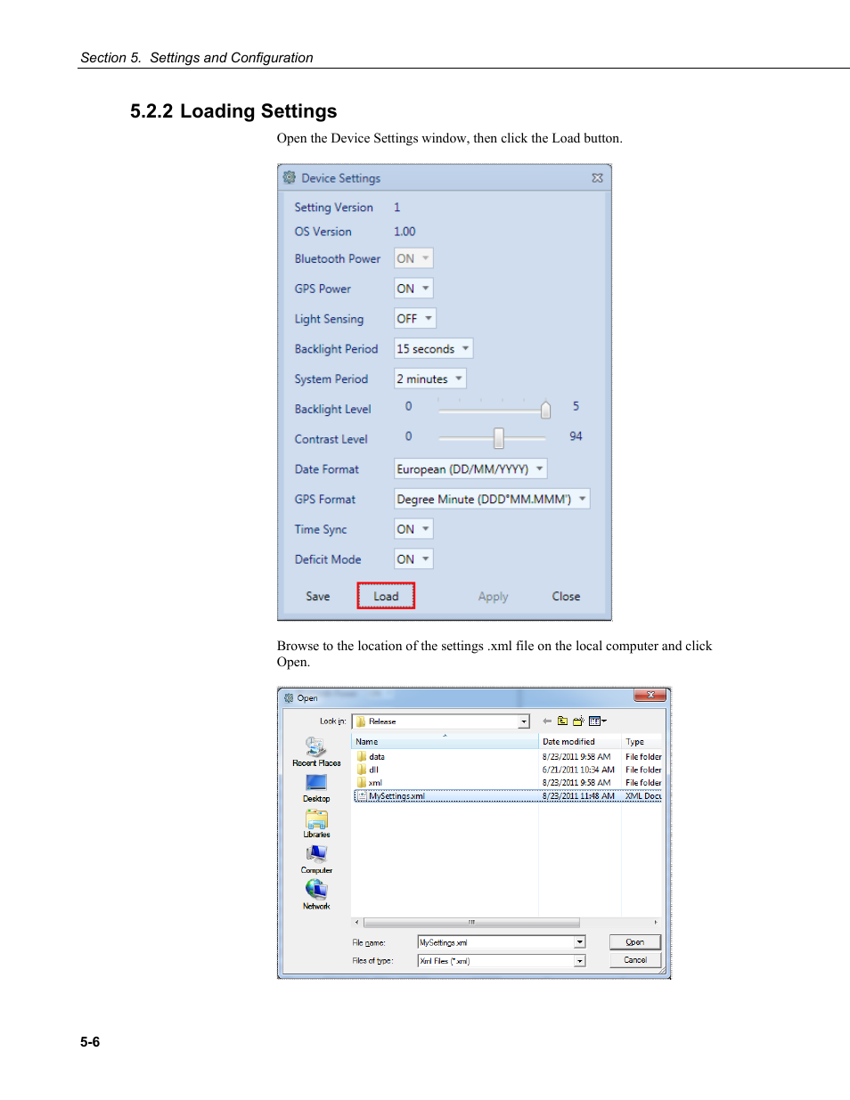 2 loading settings, 2 loading, Settings -6 | Campbell Scientific HydroSense II Support Software User Guide User Manual | Page 56 / 82