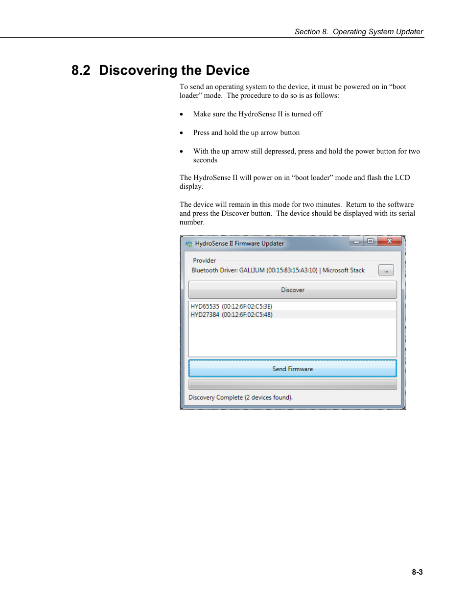2 discovering the device, 2 discovering, The device -3 | Campbell Scientific HydroSense II Support Software User Guide User Manual | Page 75 / 82
