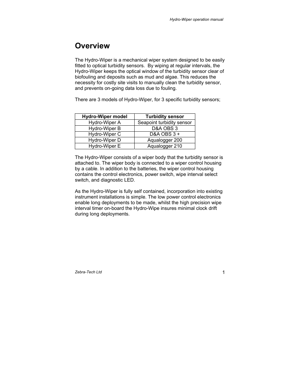 Overview | Campbell Scientific Hydro-Wiper-C Operation Manual from Zebra-Tech User Manual | Page 2 / 9