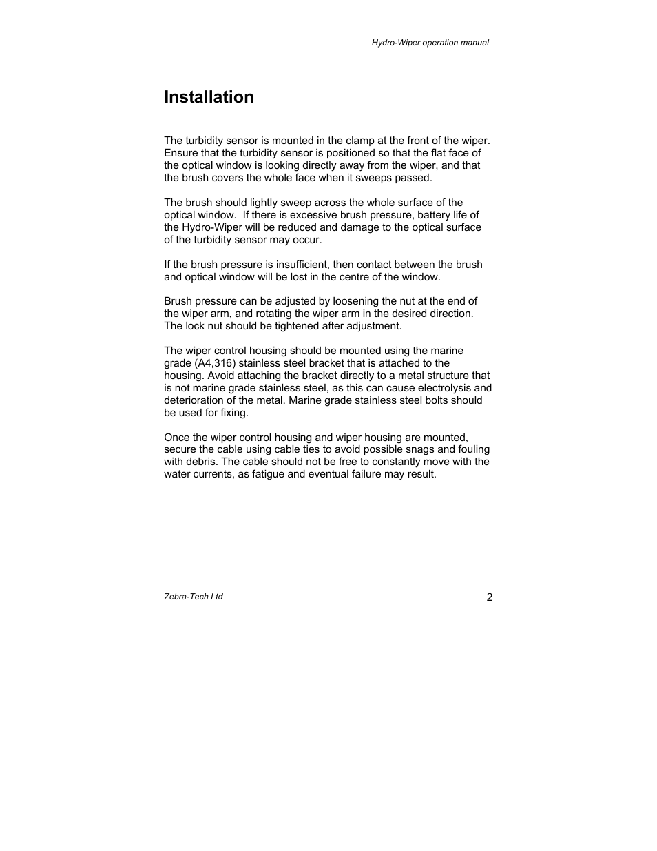 Installation | Campbell Scientific Hydro-Wiper-C Operation Manual from Zebra-Tech User Manual | Page 3 / 9