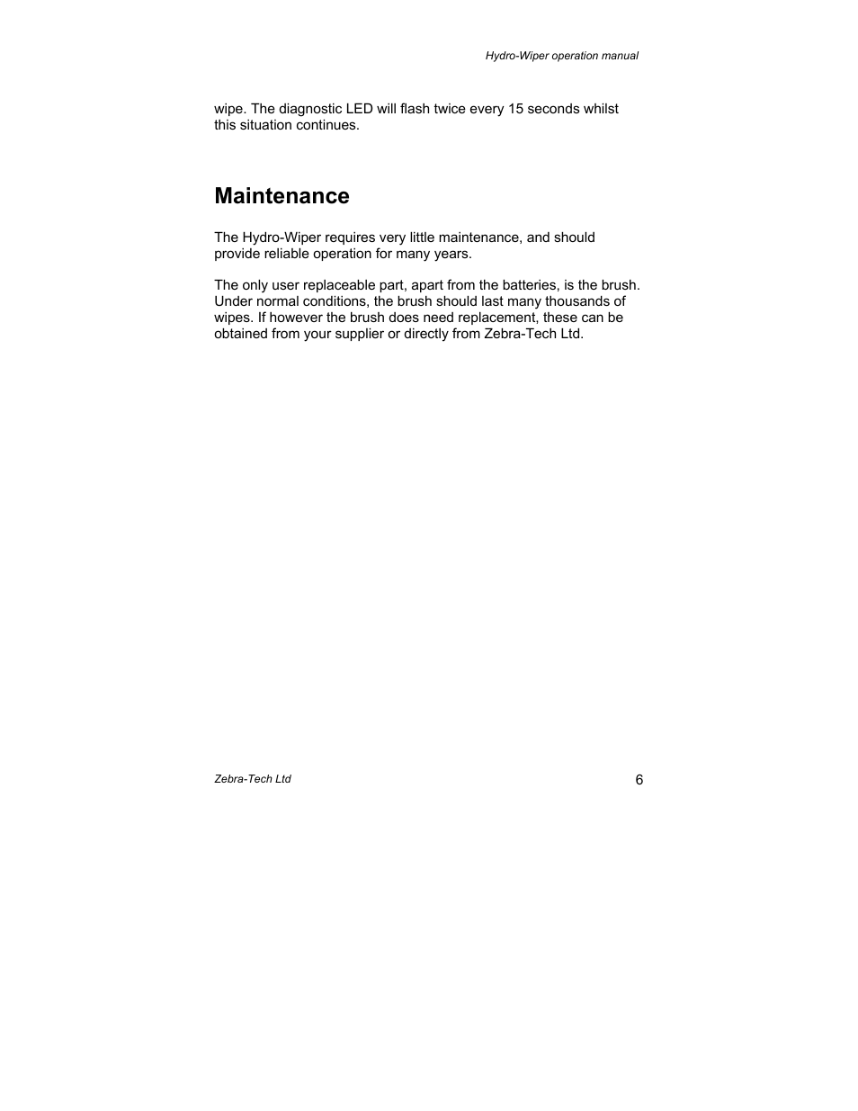 Maintenance | Campbell Scientific Hydro-Wiper-C Operation Manual from Zebra-Tech User Manual | Page 7 / 9