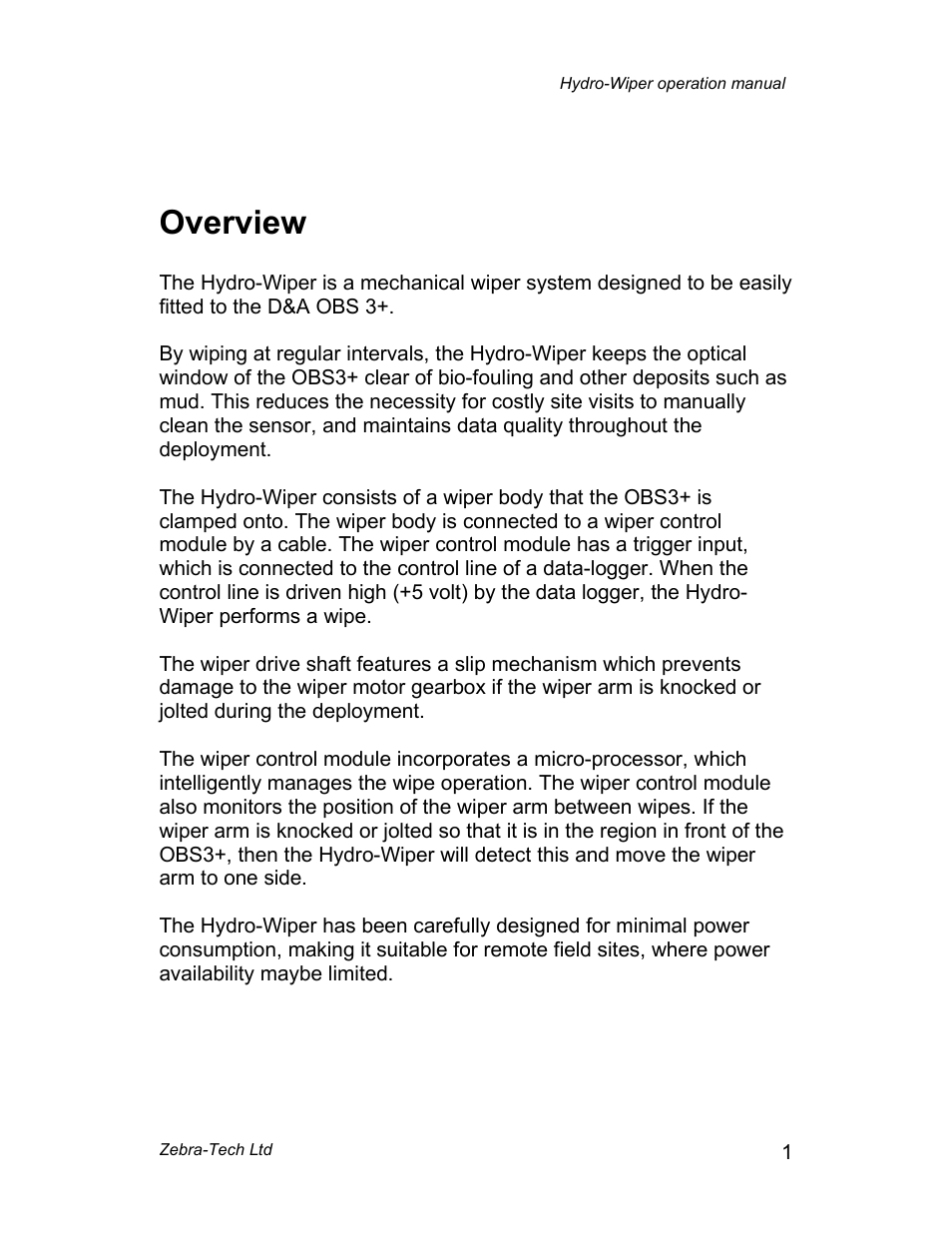 Overview | Campbell Scientific Hydro-Wiper-D Manual from ZebraTech User Manual | Page 2 / 9
