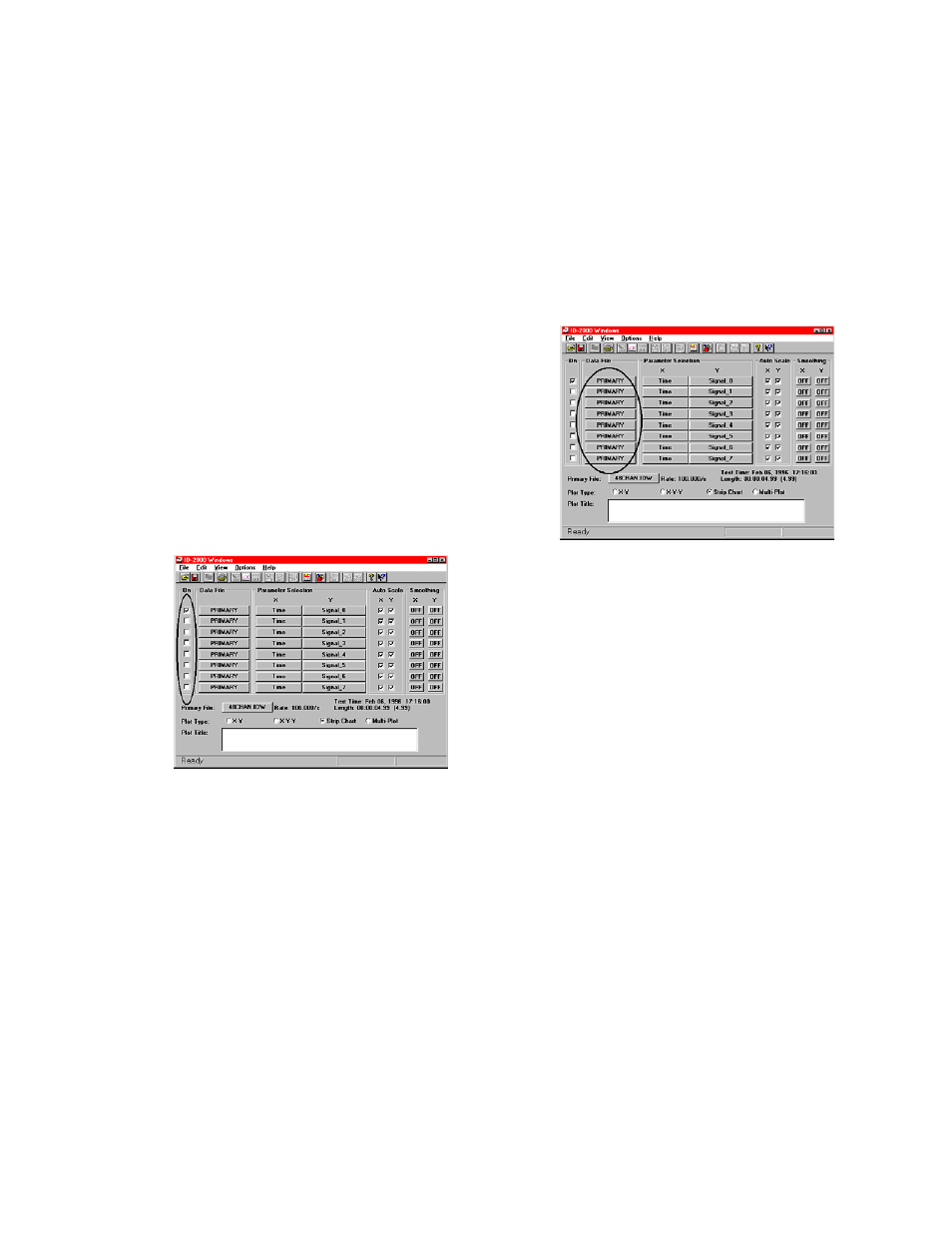 1 "on" group, 2 "data file" group | Campbell Scientific ID-2000W Software User Manual | Page 25 / 84