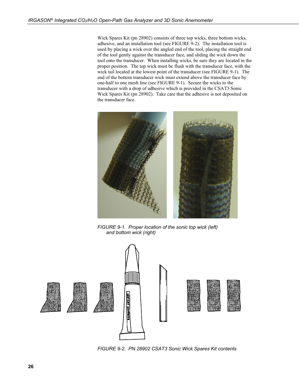 Right), 2. pn 28902 csat3 sonic wick spares kit contents | Campbell Scientific IRGASON Integrated CO2/H2O Open-Path Gas Analyzer and 3D Sonic Anemometer User Manual | Page 36 / 66